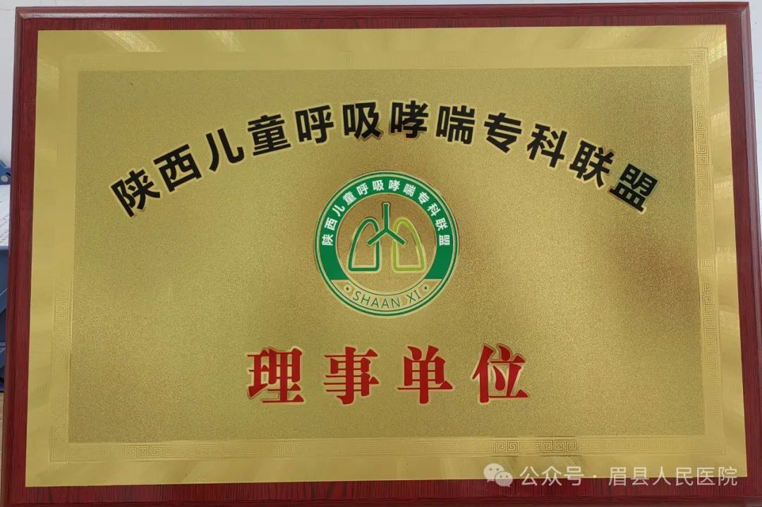 【喜讯】眉县人民医院被授予“陕西儿童呼吸哮喘专科联盟”理事单位